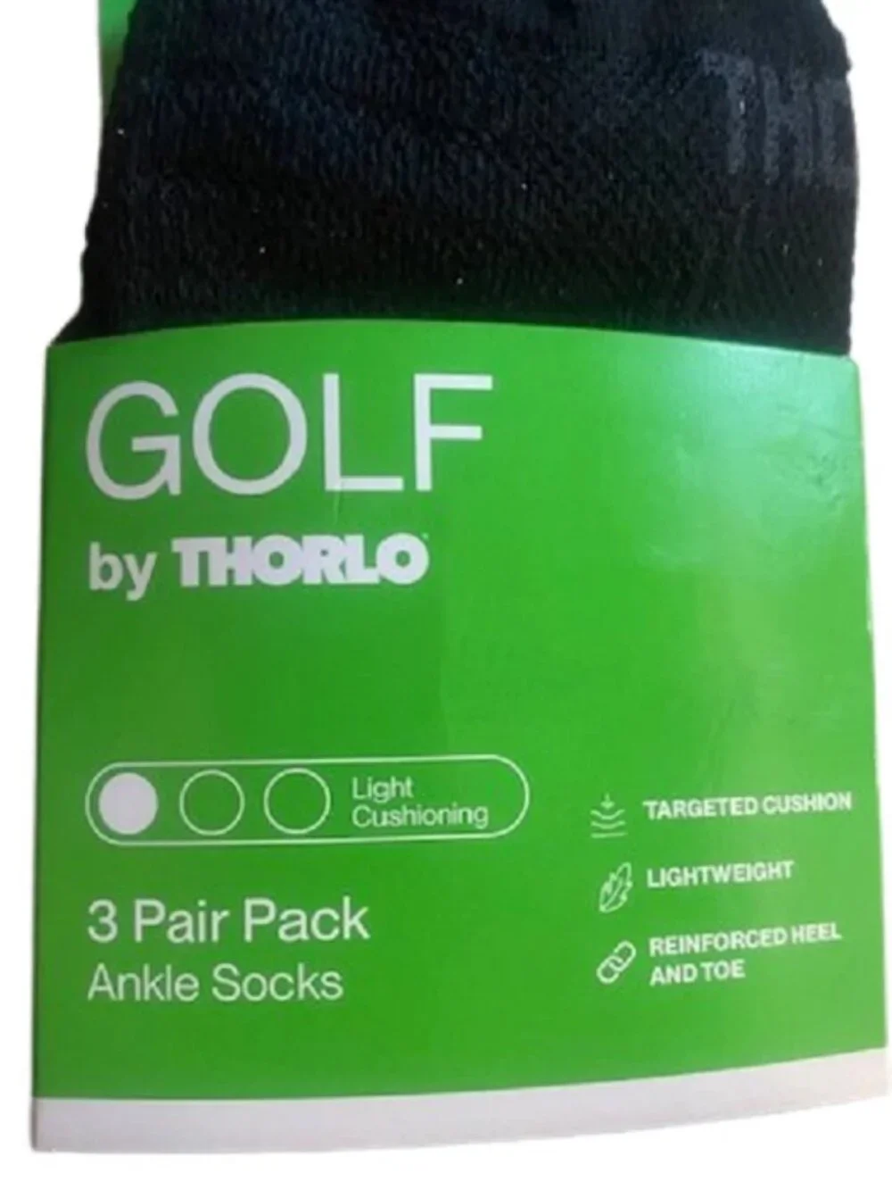 Golf by Thorlo 3 Pair Men's Black Ankle Golf Socks